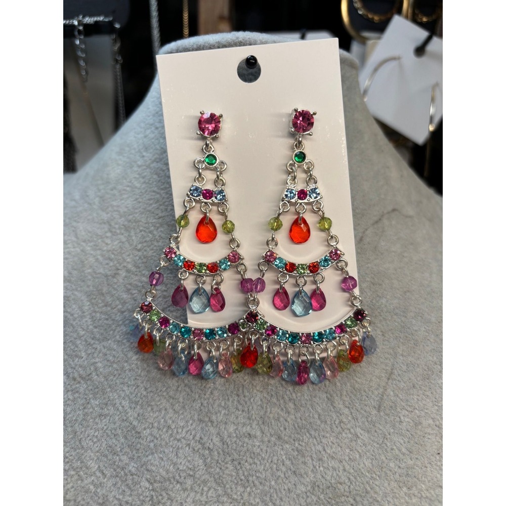 #14. Multicolored Rhinestone Chandelier Dangle Earrings